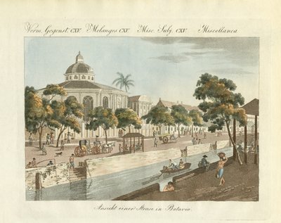 Uitzicht op een deel van de stad Batavia door German School