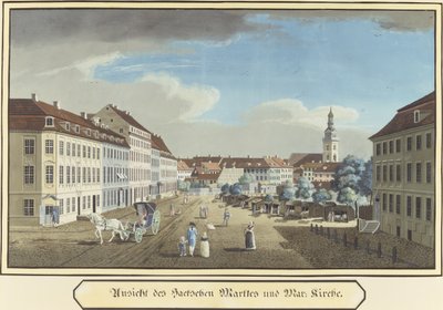 Uitzicht op de Hackescher Markt en de St. Mariakerk, Berlijn door German School