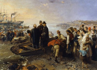 Garibaldi met de Duizend vertrekt van Quarto (Genes) naar Marsala (Sicilië) in 1870 door Gerolamo Induno