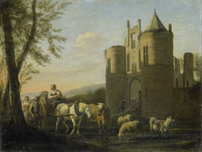 De hoofdingang van Kasteel Egmond door Gerrit Adriaensz Berckheyde