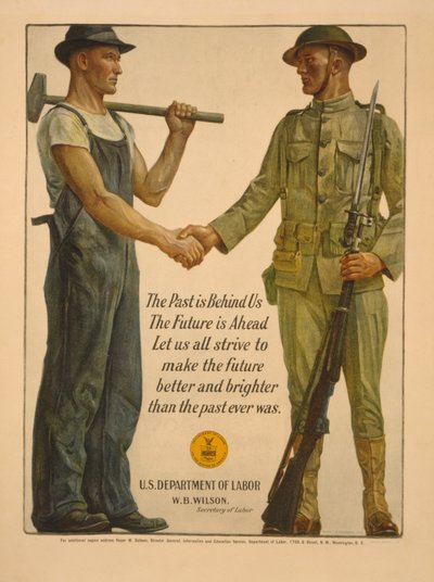 Het verleden ligt achter ons, de toekomst ligt voor ons. Laten we allemaal streven om de toekomst beter en helderder te maken dan het verleden ooit was, 1918 door Gerrit Albertus Beneker