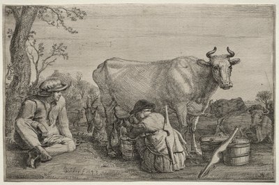Het melkmeisje door Gerrit Claesz. Bleker