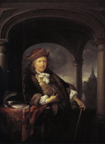 Zelfportret op vijftigjarige leeftijd door Gerrit Dou
