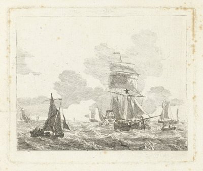 Zeilschepen op onrustig water door Gerrit Groenewegen