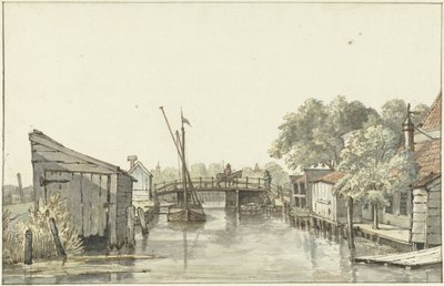 Gezicht van de Ringdijk op de Schulpbrug, ziende naar de Utrechtse zijde van de Amstel door Gerrit Lamberts