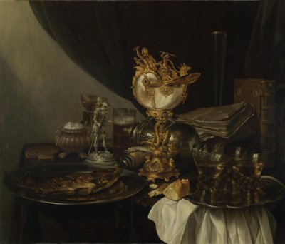 Stilleven met een Nautilusbeker door Gerrit Willemsz. Heda