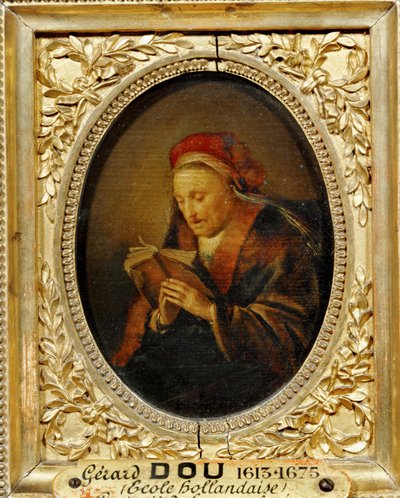 Femme agee: la mère de Rembrandt ... door Gerrit or Gerard Dou