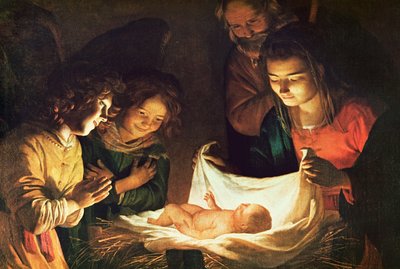 Aanbidding van de baby, c.1620 door Gerrit van Honthorst