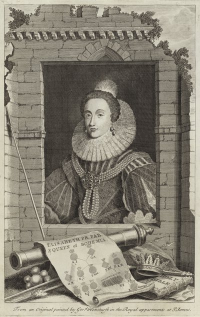 Portret van Elizabeth Stuart, Koningin van Bohemen door Gerrit van Honthorst