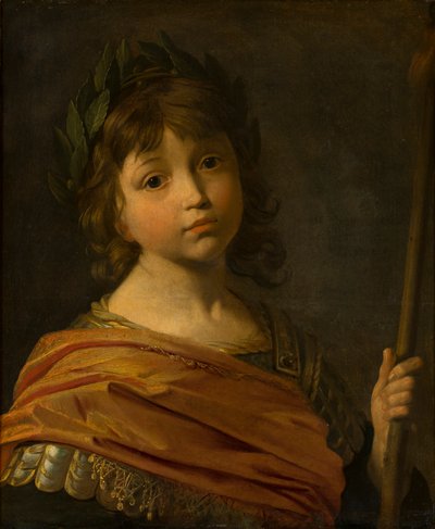 Portret van Maurice of Moritz, Prins Palatijn (1621-1652) afgebeeld als Mars, als jongen, ca. 1625-35 door Gerrit van Honthorst