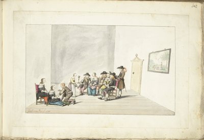 Gezelschap van tien jonge mensen in een interieur door Gesina ter Borch (signed by artist)