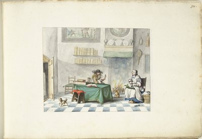 Heer die een dame voorleest door Gesina ter Borch (signed by artist)