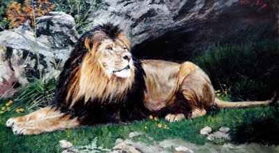 Een Berber of Atlas Leeuw door Geza Vastagh