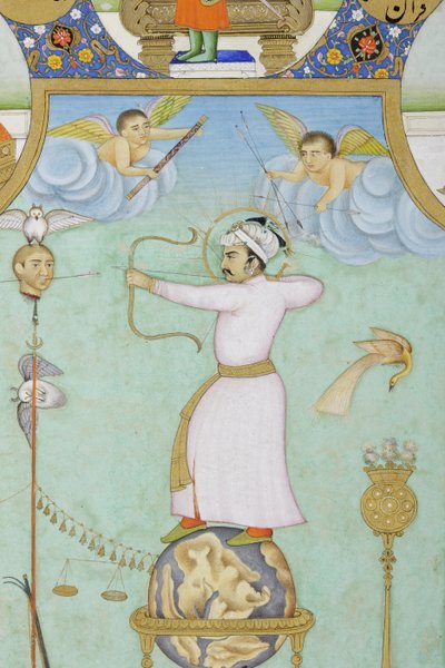Detail van Allegorisch portret van Jahangir door Ghulam Ali Khan