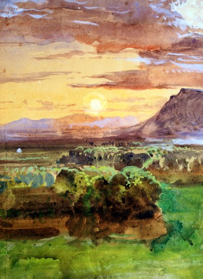 Zonsondergang in Caserta door Giacinto Gigante