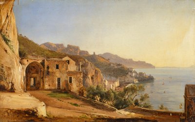 Uitzicht op Amalfi vanuit de Grot van de Kapucijnen door Giacinto Gigante