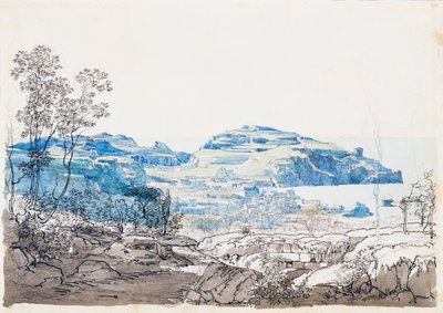 Uitzicht op Ischia (Lacco Ameno), ca. 1845 door Giacinto Gigante