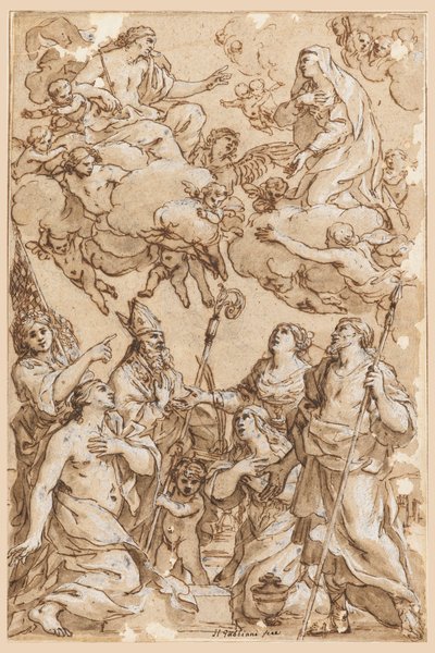 Christus en de Maagd met Patroonheiligen van Pistoia door Giacinto Gimignani