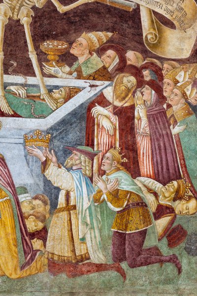Detail van de Triomf van de Dood en Dans van de Dood door Giacomo Borlone de Buschis