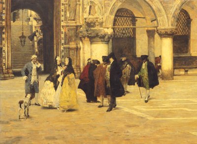 Wandelen op het plein in Venetië door Giacomo Favretto