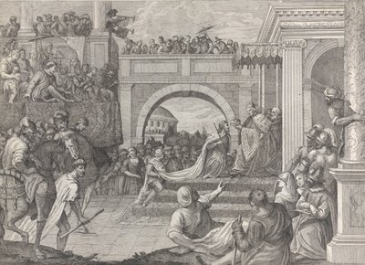 Doge Enrico Dandolo kroont Baldovino de eerste keizer van het Latijnse Rijk van Constantinopel door Giacomo Leonardis