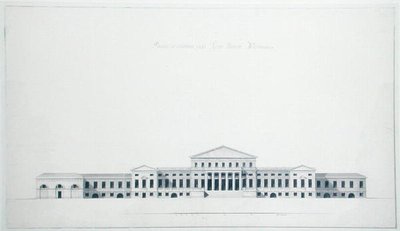 Plan voor de residentie van prins Youssoupov aan de rivier Fontanka, St. Petersburg (gezien vanaf de tuinzijde) door Giacomo Quarenghi