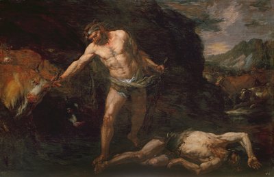 Hercules Doodt de Reus Cacus en Steelt het Vee van Geryon Terug door Giambattista Langetti