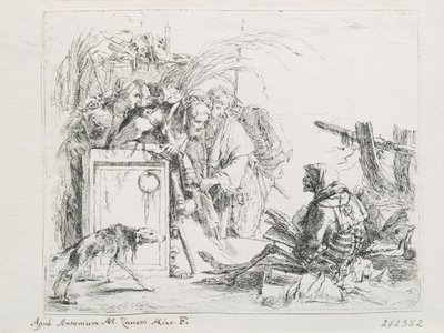 Het bezoek bij de dood. Uit de serie Capriccios, midden 18e eeuw door Giambattista Tiepolo
