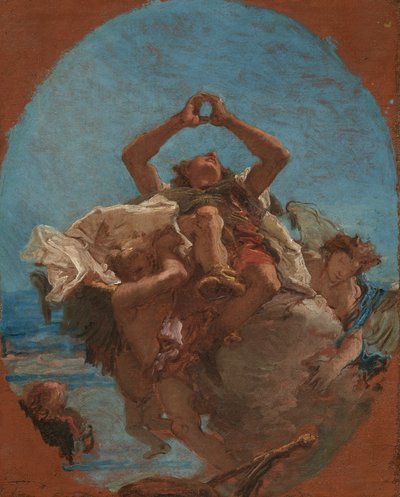 De heilige Roch ten hemel gedragen door engelen, ca. 1735-1745 (olieverf op doek) door Giambattista & Tiepolo Giandomenico (1727-1804) Tiepolo