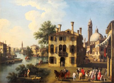 Uitzicht op de Brenta, nabij Dolo door Gianbattista Cimaroli