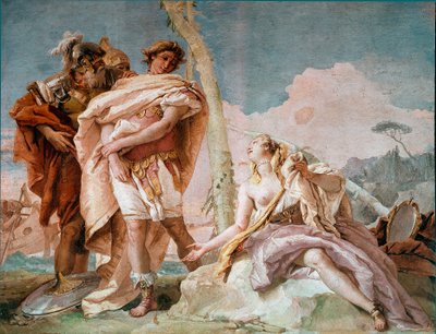 Renaud verlaat Armide. Illustratie van een scène uit Torquato Tasso
