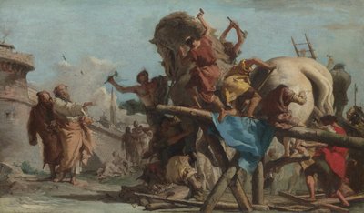 De Bouw van het Trojaanse Paard, c.1760 door Giandomenico (1727 1804) Tiepolo