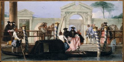 Het vertrek van de gondel door Giovanni Domenico Tiepolo
