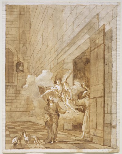 De bevrijding van St. Peter en St. John uit de gevangenis door Giovanni Domenico Tiepolo