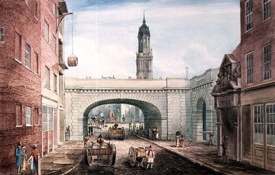 Lower Thames Street met de Ingang naar Fishmongers