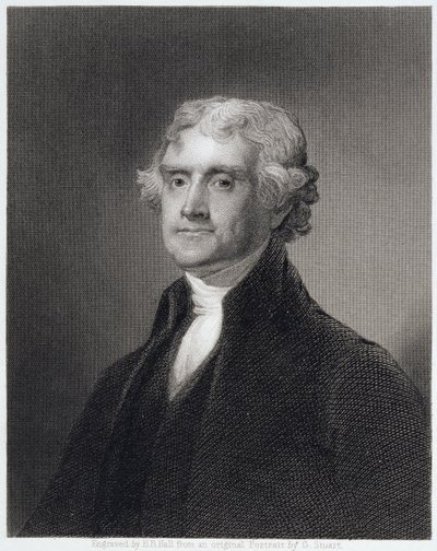Portret van Thomas Jefferson, gegraveerd door Henry Bryan Hall door Gilbert Stuart