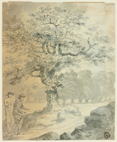 Landschap met twee mannelijke figuren door Gilbert Stuart Newton