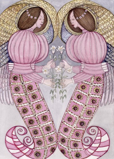 Twee engelen met tijgerlelies, 1995 door Gillian Lawson
