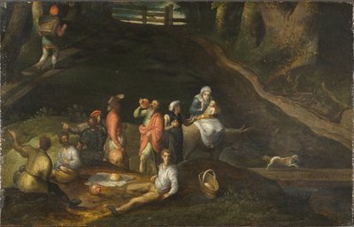 Landschap met de Heilige Familie door Gillis Mostaert