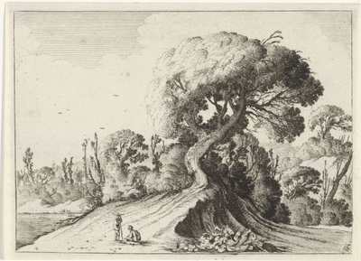 Twee mannen voor een grote boom Zeven landschappen (series title) door Gillis van Scheyndel (I)