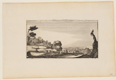 Heuvelachtig panorama, uit Twaalf landschappen met figuren door Gillis van Scheyndel