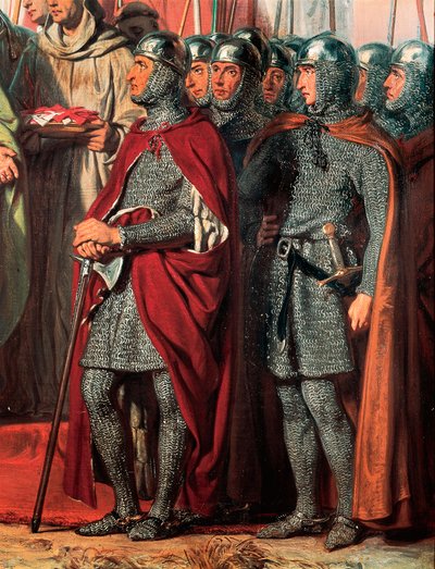 Derde Kruistocht (1189-1192): Ontmoeting en handdruk tussen Filips Augustus (Filips II van Frankrijk door Gillot Saint-Evre
