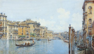 Het Grote Kanaal met een uitzicht op Paleis Papadopoli voor de Rialtobrug door Gino de Colle