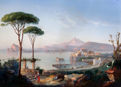 Uitzicht op de Baai van Pozzuoli met Capo Miseno en Ischia op de achtergrond door Gioacchino La Pira