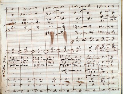Muzikale partituur voor de Questavventura-aria, in De barbier van Sevilla door Gioachino Rossini