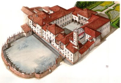Gezicht op het paleis Arese Borromeo, gebouwd in de 17e eeuw, in Cesano Maderno, Italië door Giorgio Albertini