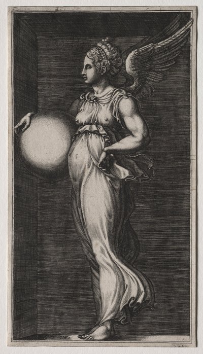 Allegorisch Figuur met een Bol door Giorgio Ghisi