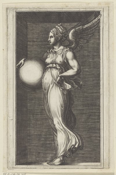Allegorische figuur met een bol door Giorgio Ghisi