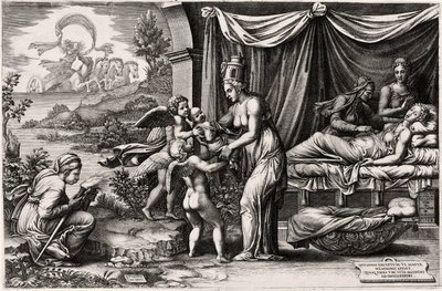 Allegorie van de geboorte door Giorgio Ghisi