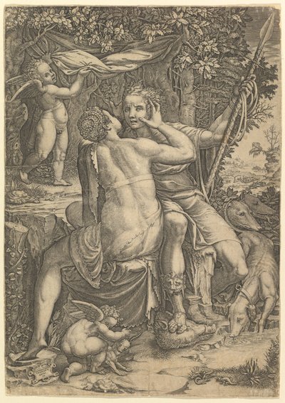 Venus en Adonis door Giorgio Ghisi